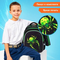 Рюкзак SNOOBAG (СНУБЭГ) MIND с пеналом в комплекте, 2 отделения, "Неоновый паук", 40х28х18 см, 274444 - фото 15