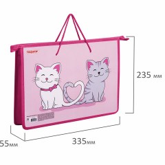 Папка на молнии с ручками ПИФАГОР А4, 1 отделение, пластик, ручки-шнурок, "Best Buds", 271469 - фото 4