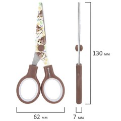 Ножницы 130 мм, коричневые, с цветной печатью "Милые котики", BRAUBERG CUTE CATS, 238957 - фото 7