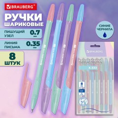Ручки шариковые BRAUBERG "X-333 PASTEL MIX", НАБОР 8 ШТУК, СИНИЕ, узел 0,7 мм, линия письма 0,35 мм, 144535 - фото 14