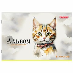 Альбом для рисования А4, 8 листов, скоба, обложка офсет, ПИФАГОР, 203х288 мм, "МИКС", 107099 - фото 2