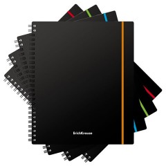 Тетрадь обложка пластик А5, 80 л., гребень, клетка, резинка, ERICH KRAUSE, "Акцент", ассорти (4 вида), 53141 - фото 2