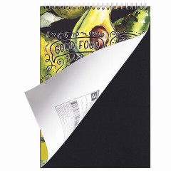 Скетчбук, черная бумага 120 г/м2, 195х300 мм, 30 л., гребень, SoftTouch, выборочный лак, "Авокадо", 97644 - фото 3