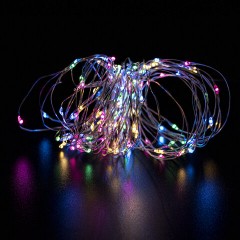 Электрогирлянда-нить уличная "Роса" 10 м, 100 LED, мультицветная, батарейки, контроллер, ЗОЛОТАЯ СКАЗКА, 591294 - фото 2