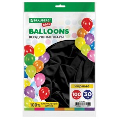 Шары воздушные 30 см, 100 штук, "ОДНОЦВЕТНЫЕ", чёрные, BRAUBERG KIDS, 591876 Шары воздушные 30 см, 100 штук, "ОДНОЦВЕТНЫЕ", чёрные, BRAUBERG KIDS, 591876 - фото 2