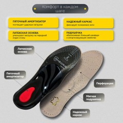 Стельки для обуви из натуральной кожи c СУПИНАТОРОМ, размер RU 34-39 / EU 35-40, с линиями выреза, SHEGRA (ШЕГРА), 700761 - фото 12