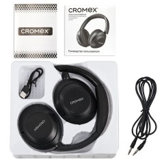 Наушники беспроводные полноразмерные складные раздвижные CROMEX (КРОМЕКС) HP-043B, Bluetooth 5.4, черные, 514119 - фото 9