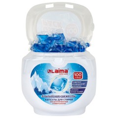 Капсулы для стирки концентрат 3 в 1, GIGA PACK с кондиционером 100 шт., АЛЬПИЙСКАЯ СВЕЖЕСТЬ, LAIMA, 608878