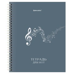 Тетрадь для нот А5, 24 л., обложка мелованный картон, на гребне, BRAUBERG, МИКС1, 405738 - фото 3