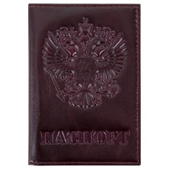 Обложка для паспорта натуральная кожа "Virginia", "Герб", темно-бордовая, BRAUBERG, 237199 - фото 2