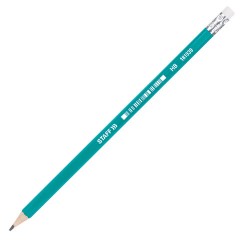 Карандаш чернографитный с ластиком STAFF EVERYDAY BLP-GRN, 1 шт., НВ, пластик., корпус зеленый, 181939 - фото 2