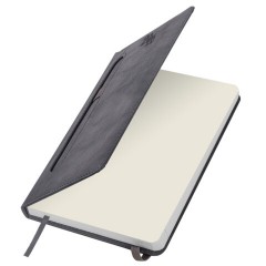 Ежедневник датированный 2026, А5, 138x213 мм, BRAUBERG "Optimal", под кожу, резинка, держатель для ручки, серый, 117469 - фото 4