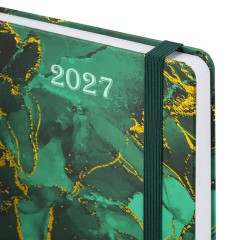 Ежедневник датированный 2027 с резинкой, 145х203 мм, А5, BRAUBERG, твердый, фольга, "Marmaron", 117823 - фото 3