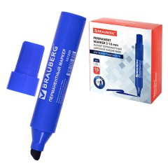 Маркер перманентный BRAUBERG "JUMBO", СИНИЙ, ШИРОКАЯ ЛИНИЯ ПИСЬМА, скошенный наконечник, 3-10 мм, 151225