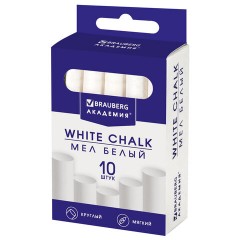 Мел белый круглый мягкий 10 штук, BRAUBERG "АКАДЕМИЯ", картонная упаковка, европодвес (АЛГЕМ), 271147 - фото 2