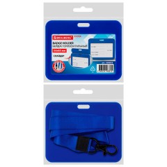 Бейдж горизонтальный (54х85 мм), лента 45 см с карабином, СЛАЙДЕР, синий, BRAUBERG EXTRA, 238833 - фото 8