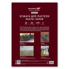 Бумага для пастели ФАКТУРНАЯ, А3, в папке, 20 листов, 5 цветов, 270 г/м2, BRAUBERG ART, 117756 - фото 3