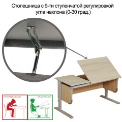 Стол-парта регулируемый "ДЭМИ" СУТ.29, 1117х530х530-815 мм, серый/ясень (КОМПЛЕКТ) - фото 2