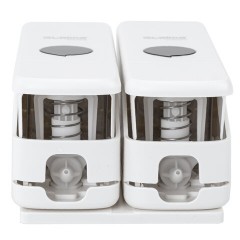 Дозатор двойной 2 х 0,3 л для жидкого мыла/шампуня/геля LAIMA PREMIUM, НАЛИВНОЙ, белый, ABS-пластик, 609499 - фото 7