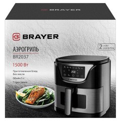 Аэрогриль BRAYER BR2037, 1500 Вт, 5 л, 7 программ, таймер, сенсорное управление, нержавеющая сталь - фото 11