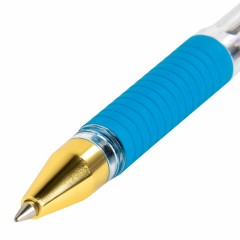 Ручки шариковые с грипом BRAUBERG "X-ONE", НАБОР 10 ШТУК, СИНИЕ, корпус прозрачный, узел 0,5 мм, линия письма 0,35 мм, 143990 - фото 6