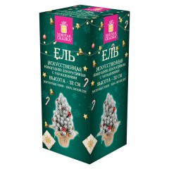 Ель новогодняя искусственная 32 см, заснеженная с декором, литой ПЭТ, ЗОЛОТАЯ СКАЗКА, 592514 - фото 7