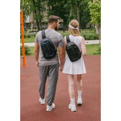 Рюкзак однолямочный HEIKKI SPORTING (ХЕЙКИ), светоотражающая полоса, черный, 37х23х10 см, 273905 - фото 15