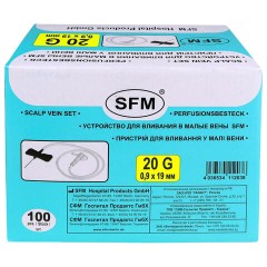 Иглы-бабочки для вливания в малые вены SFM 0,9 х 19 - 20G, КОМПЛЕКТ 100 штук, LUER - фото 9