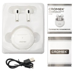 Наушники беспроводные TWS вкладыши с микрофоном CROMEX (КРОМЕКС) EP-T28W, Bluetooth 5.4, белые, 514121 - фото 13