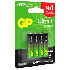 Батарейки КОМПЛЕКТ 4 шт., GP Ultra Plus G-Tech, AAA (LR03), алкалиновые, мизинчиковые, 24AUPA21-2CRSB4 - фото 10