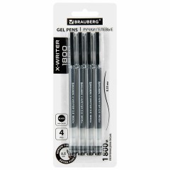 Ручки гелевые BRAUBERG X-WRITER 1800, УВЕЛИЧЕННАЯ ДЛИНА ПИСЬМА 1 800 м, ЧЕРНЫЕ, НАБОР 4 ШТУКИ, стандартный узел 0,5 мм, 144136 Ручки гелевые BRAUBERG X-WRITER 1800, УВЕЛИЧЕННАЯ ДЛИНА ПИСЬМА 1 800 м, ЧЕРНЫЕ, НАБОР 4 ШТУКИ, стандартный узел 0,5 мм, 144136 - фото 11