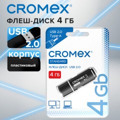 Флеш-диск 4 GB, CROMEX (КРОМЕКС) Standard USB 2.0, черный, 514156 - фото 4