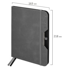 Ежедневник датированный 2026, А5, 151х213 мм, BRAUBERG "Note", под кожу, держатель для ручки, серый, 117519 - фото 2