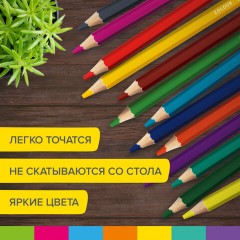 Карандаши цветные утолщенные BRAUBERG KIDS, 12 цветов, шестигранные, грифель 5 мм, натуральное дерево, 181878 Карандаши цветные утолщенные BRAUBERG KIDS, 12 цветов, шестигранные, грифель 5 мм, натуральное дерево, 181878 - фото 10