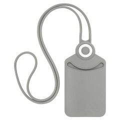 Бейдж вертикальный для пропуска и ID-карт, СИЛИКОНОВЫЙ, 85х54 мм, шнурок 42 см, серый, BRAUBERG, 238905 - фото 3