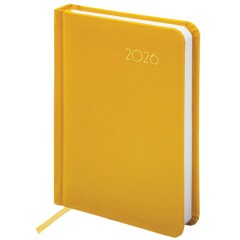 Ежедневник датированный 2026, МАЛЫЙ ФОРМАТ 100х150 мм, А6, BRAUBERG "Select", балакрон, желтый, 117261