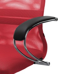 Кресло офисное МЕТТА "SU-B-8" хром, ткань-сетка, сиденье мягкое, красное - фото 13