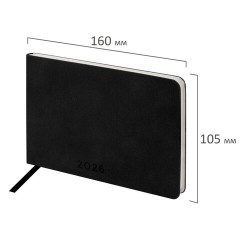 Еженедельник датированный 2026 МАЛЫЙ ФОРМАТ 105х160 мм, А6, BRAUBERG "Unique", черный, 117208 - фото 2