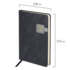 Ежедневник датированный 2026 А5 138х213 мм, BRAUBERG "Accent", под кожу, держатель, серый, 117385 - фото 2