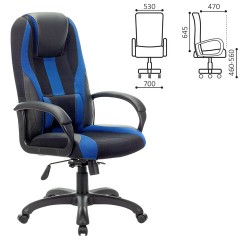 Кресло компьютерное BRABIX PREMIUM "Rapid GM-102", экокожа/ткань, черное/синее, 532106 - фото 2