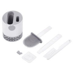 Ершик для унитаза силиконовый (плоский) + щеточка, напольный / настенное крепление, LAIMA, 700561 - фото 4