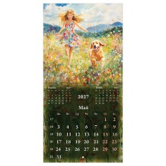 Календарь настенный перекидной 2027 г., BRAUBERG, 12 листов, 21,4х42,8 см, МИНИ, "Painting girl", 118437