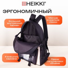 Рюкзак HEIKKI COMBO (ХЕЙКИ), сумка-шоппер, косметичка, пенал В ПОДАРОК, черно-белый, 42х30х14 см, 272564 - фото 21