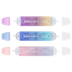 Корректирующая лента двусторонняя BRAUBERG "GRADE PASTEL", 5 мм x 10 м, корпус ассорти, блистер, 273025 - фото 4