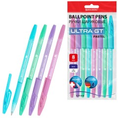 Ручки шариковые с грипом BRAUBERG "ULTRA GT PASTEL", НАБОР 8 ШТУК, СИНИЕ, узел 0,7 мм, линия 0,35 мм, 144532 - фото 14
