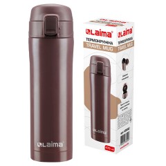 Термокружка 470 мл из нержавеющей стали SUS304, имперский коричневый матовый, LAIMA, 608082