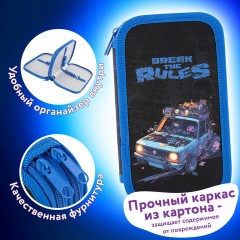 Пенал ЮНЛАНДИЯ, 2 отделения, картон с эффектом soft-touch, 19х11 см, "Rule breaker", 273498 - фото 9