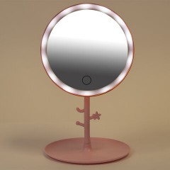 Зеркало настольное с LED-подсветкой для макияжа, диаметр 17 см, 3 режима свечения, аккумулятор 1200 mAh, цвет розовый, WBZ (ВБЗ), 609331 - фото 6