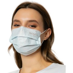 Маски одноразовые КОМПЛЕКТ 50 шт. медицинские 3-х слойные голубые (фильтр мельтблаун) SENSE - фото 4