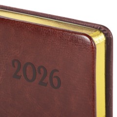 Ежедневник датированный 2026, А5, 138x213 мм, BRAUBERG "Cayman", под кожу, бордовый/коричневый, 117044 - фото 3